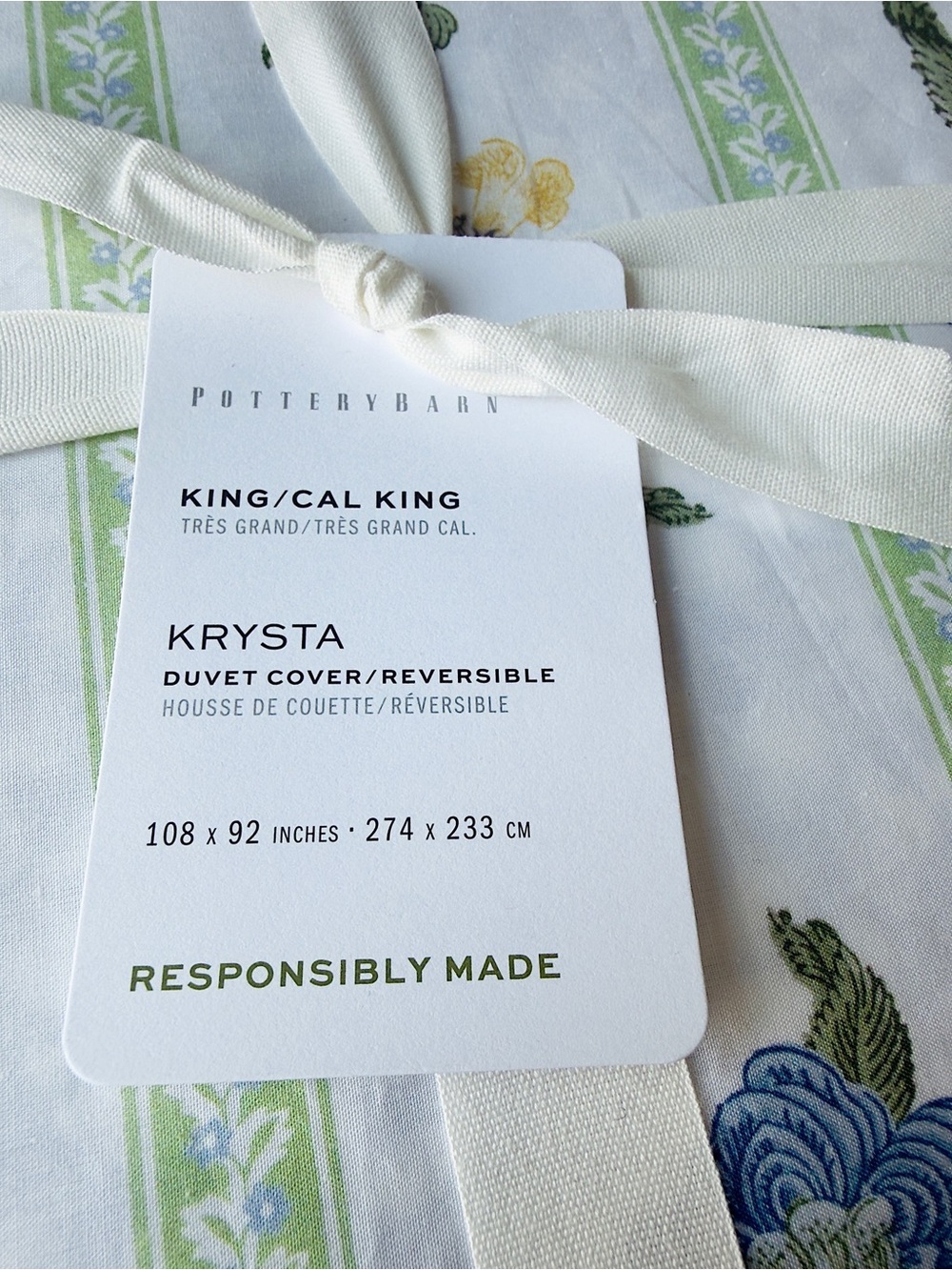 Pottery Barn K/CK Krysta Floral Reversible Percale Duvet Cover, King Shams, NWT - Picture 9 of 9